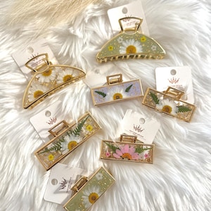 Daisy Hair Claw Clips | Pressed Flower hair claw clips | Hair Accessories | Boho Hair | Gift for friends| Gift for Sister