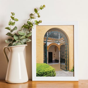 Royal Alcazar Seville Photography Print, Spain travel photo, Colorful travel print, Spanish architecture, Yellow stucco, travel lover gift