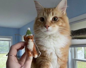 Custom Needle Felted Cat Christmas Ornament: Pet Memorial Gift