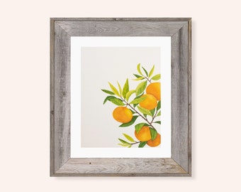 Orange Tree Watercolor Painting: Citrus Kitchen Wall Art