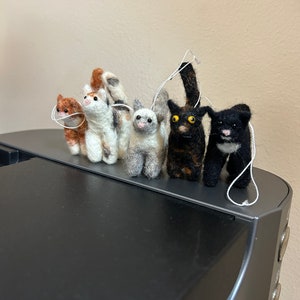 Needle Felted Cat Christmas Ornament: Handmade Wool Cat Lover Gift