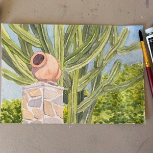 Original Cactus Watercolor Painting, Desert Botanical Artwork, Southwest Decor, Nature Lover Gift, Boho Home Decor, Hand Painted Cactus Art