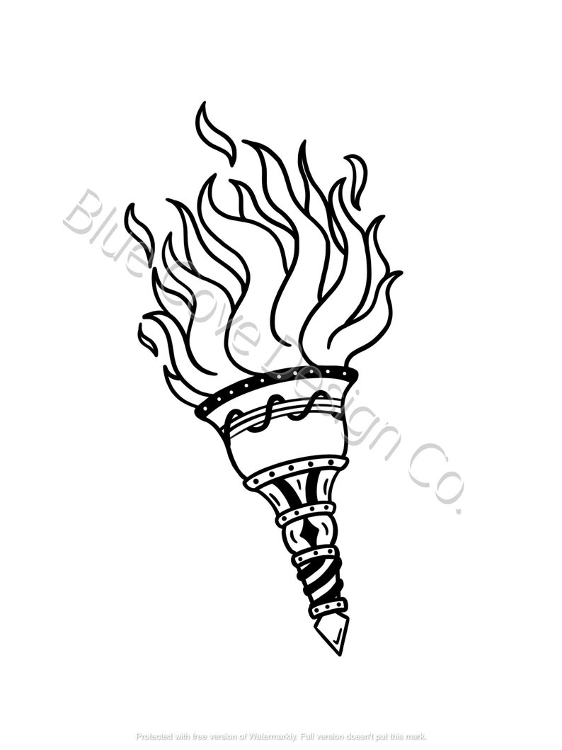 Torch SVG Hand Drawn Design PNG and SVG Etsy