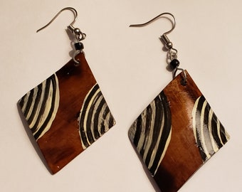 Painted Horn African Earrings