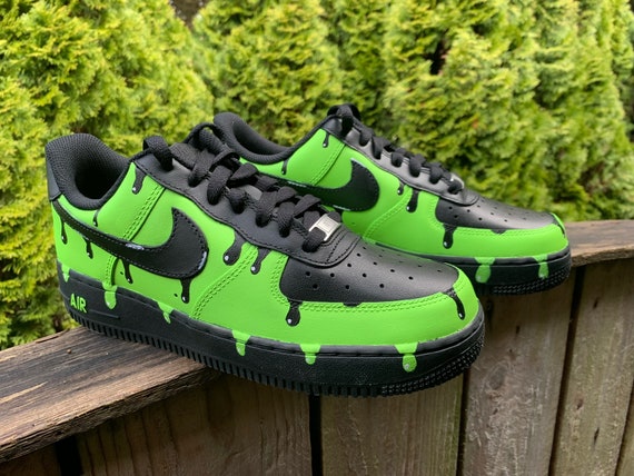 Custom Painted Green Drip AF1 | Etsy