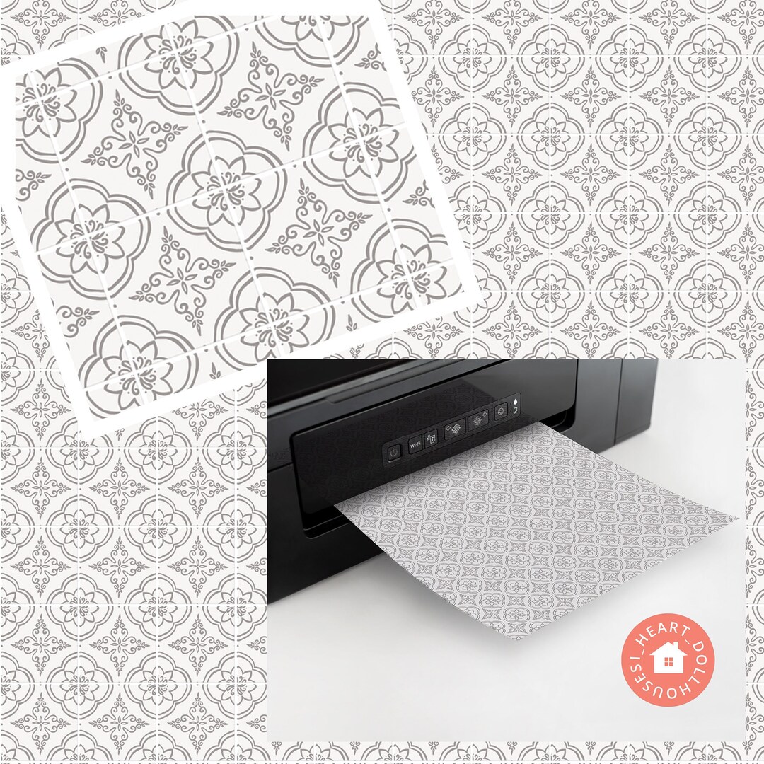 Gray & White Cement Tile for Miniature 1:12 Printable Download 8.5 X 11 ...