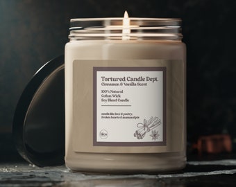 Tortured Candle Department | 9oz Poets Taylor Scented Cinnamon & Vanilla Soy Candle | Swiftie Gifts Inspired TPD Version | Love and Poetry