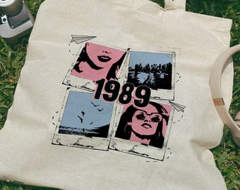 1989 Illustration Canvas Tote | Swiftie Gifts | 100% Cotton Taylor's Fan Merch Accessories | New Romantics Swift Version Taylor Canvas Bag