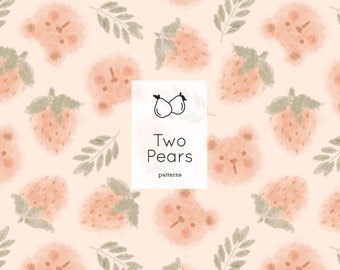 Modèle sans couture aquarelle avec ours et fraises (téléchargement numérique)