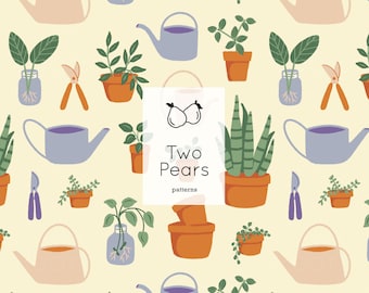 Plantes d’intérieur Motif sans couture, plantes en pot Art numérique
