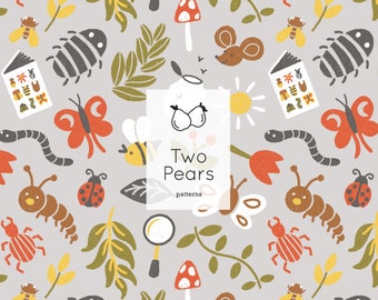 Cute Critters Seamless Pattern, Colorful Insects, Entomology Art (Digital Download)