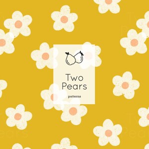 Mustard Yellow Flowers Seamless Pattern, Retro Basic Floral Digital Art