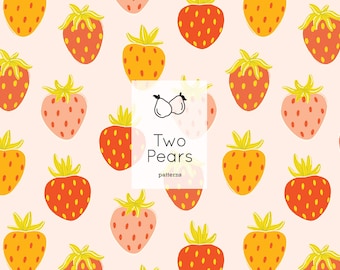 Fraises Seamless Pattern, Retro Berries Digital Art