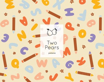 Alphabet rétro, crayons de couleur, lettres art numérique (fichier JPG)