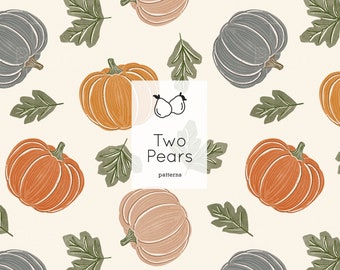 Autumn Pumpkins Seamless Pattern, Thanksgiving Digital JPG