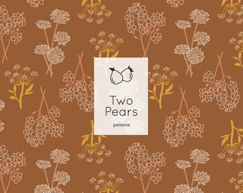 Fleurs sauvages motif sans couture, art numérique botanique floral rustique