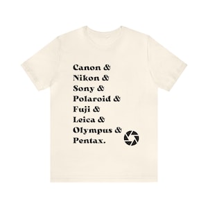 Camera brands. Favorite cameras Tshirt. Canon. Nikon. Photo lingo. Photographer gift idea. Photography lovers.