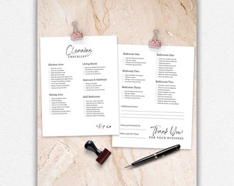 Airbnb Cleaning Checklist Property Maintenance Printable | Canva Editable Rental Property Housekeeping | House Chores Template in Two Pages