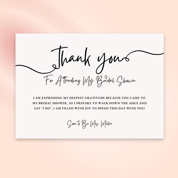 Bridal Shower Thank You Card | Modern Minimalist Bridal Shower Gift Inserts | Wedding Shower Editable Canva Template | Bridal Wedding Cards