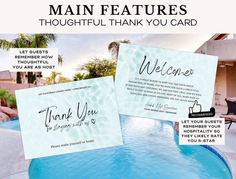 Airbnb Host Thank You Card Template Airbnb Vacation Rental Etsy