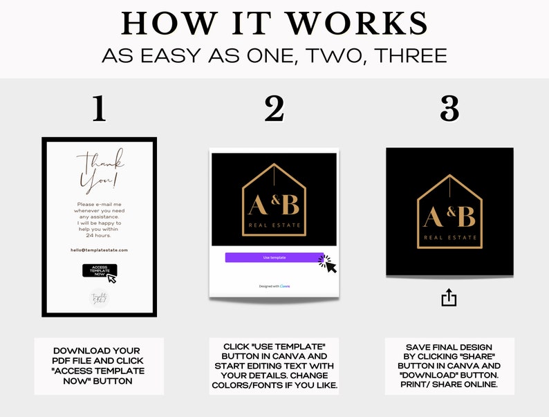 Premade Real Estate Realtor Logo DIY Pre-made Agent Logo Design with House Branding Canva Editable Template Canva Broker Elegant Logo image 4