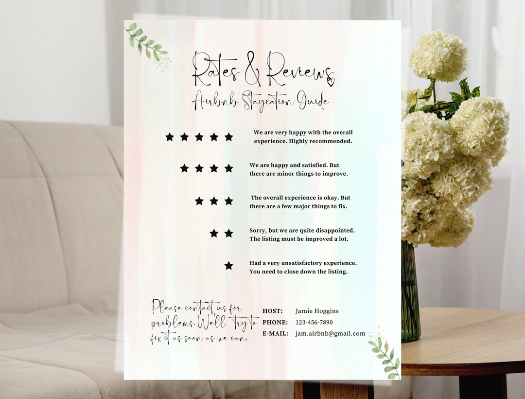 Airbnb Spring Review Rating Template Airbnb Five Star Superhost