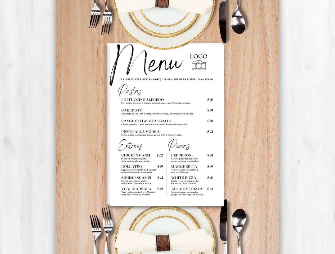 Restaurant Menu Template | Modern Menu Design | Simple Editable Canva ...