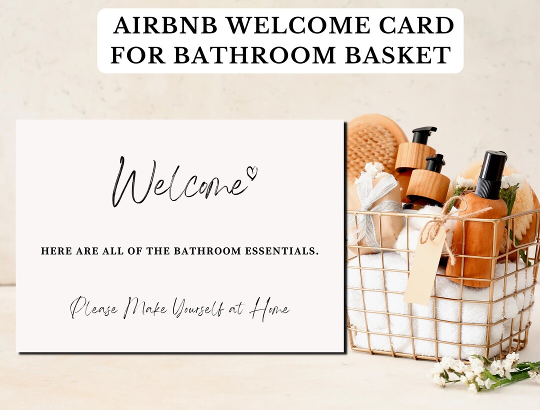 Airbnb Bathroom Basket Card Airbnb Host Sign for Toiletries Postcard ...