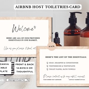 Airbnb Bathroom Basket Card Airbnb Host Sign for Toiletries Postcard Airbnb Editable Canva ...