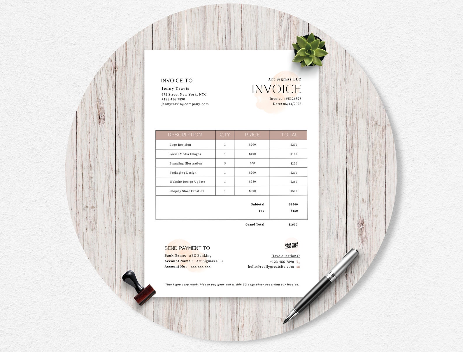 Mastercard Invoice Invoice Template Canva Fully Editable Printable Receipt | Business ...