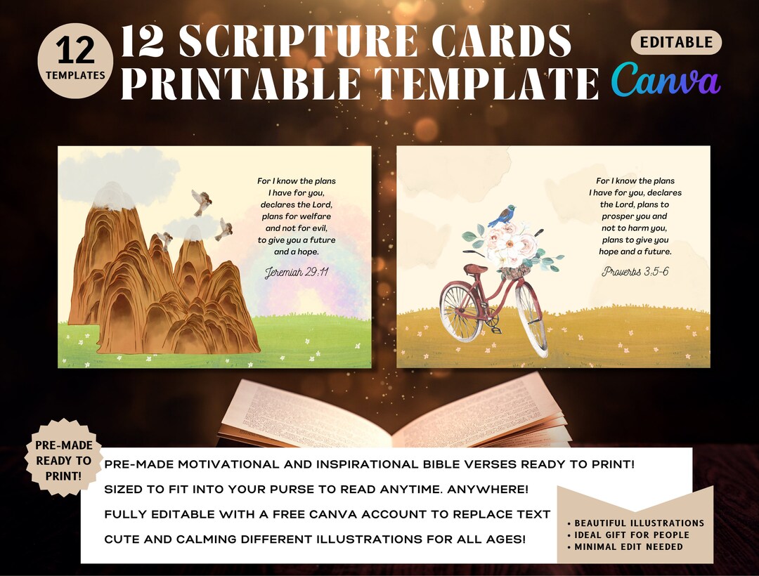 Editable Scripture Cards Bible Verse Affirmation Cards Mental Health ...