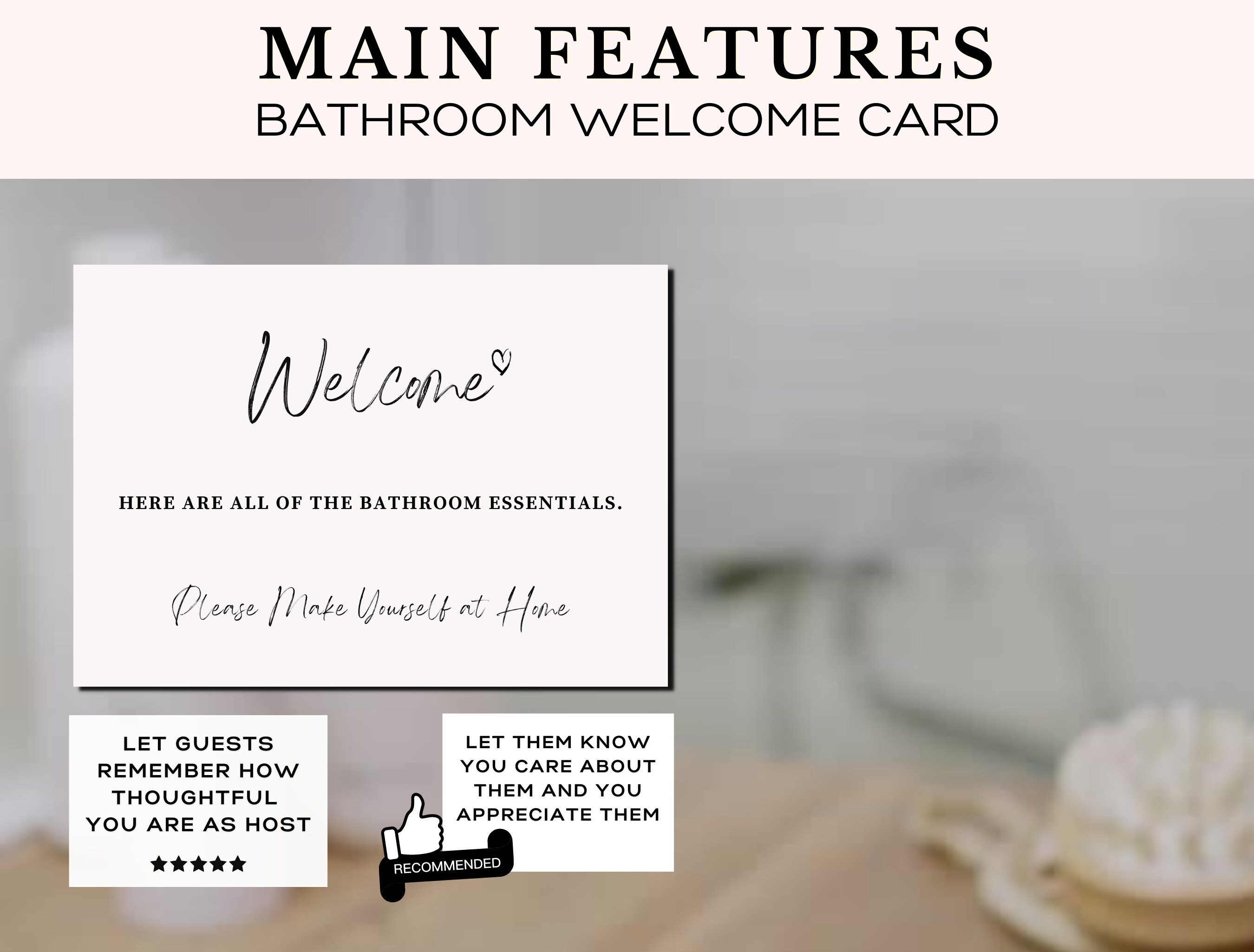 Airbnb Bathroom Basket Card Airbnb Host Sign for Toiletries Postcard Airbnb Editable Canva ...