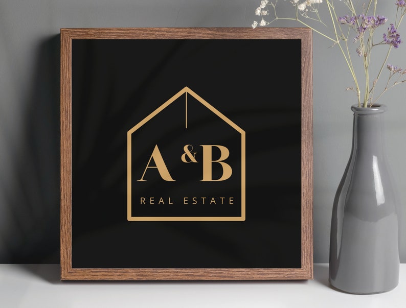 Premade Real Estate Realtor Logo DIY Pre-made Agent Logo Design with House Branding Canva Editable Template Canva Broker Elegant Logo image 1