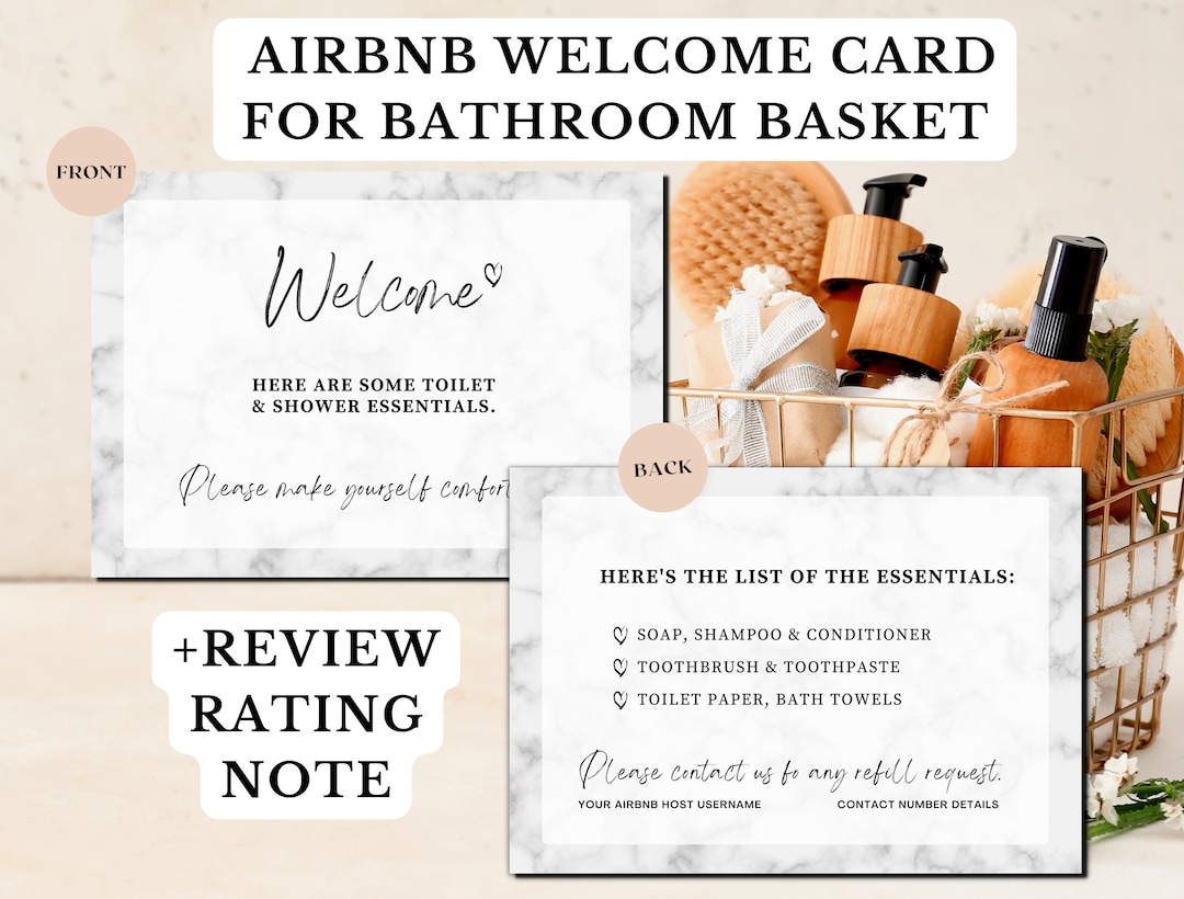 Airbnb Bathroom Basket Card Airbnb Host Sign for Toiletries - Etsy