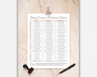 Airbnb Cleaning Checklist Property Maintenance Printable | ALSO Canva Editable Rental Property Housekeeping Template | Daily, Weekly Monthly