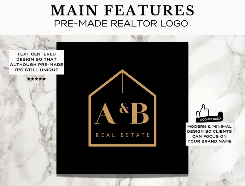 Premade Real Estate Realtor Logo DIY Pre-made Agent Logo Design with House Branding Canva Editable Template Canva Broker Elegant Logo image 3