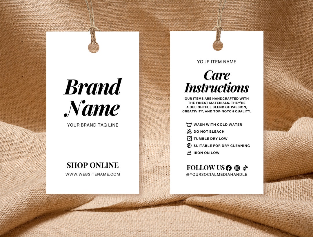 Editable Hanging Price Tags Template Printable Garment Boutique Label