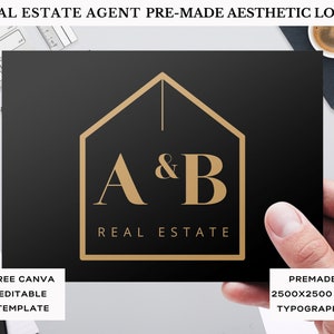 Premade Real Estate Realtor Logo DIY Pre-made Agent Logo Design with House Branding Canva Editable Template Canva Broker Elegant Logo image 2