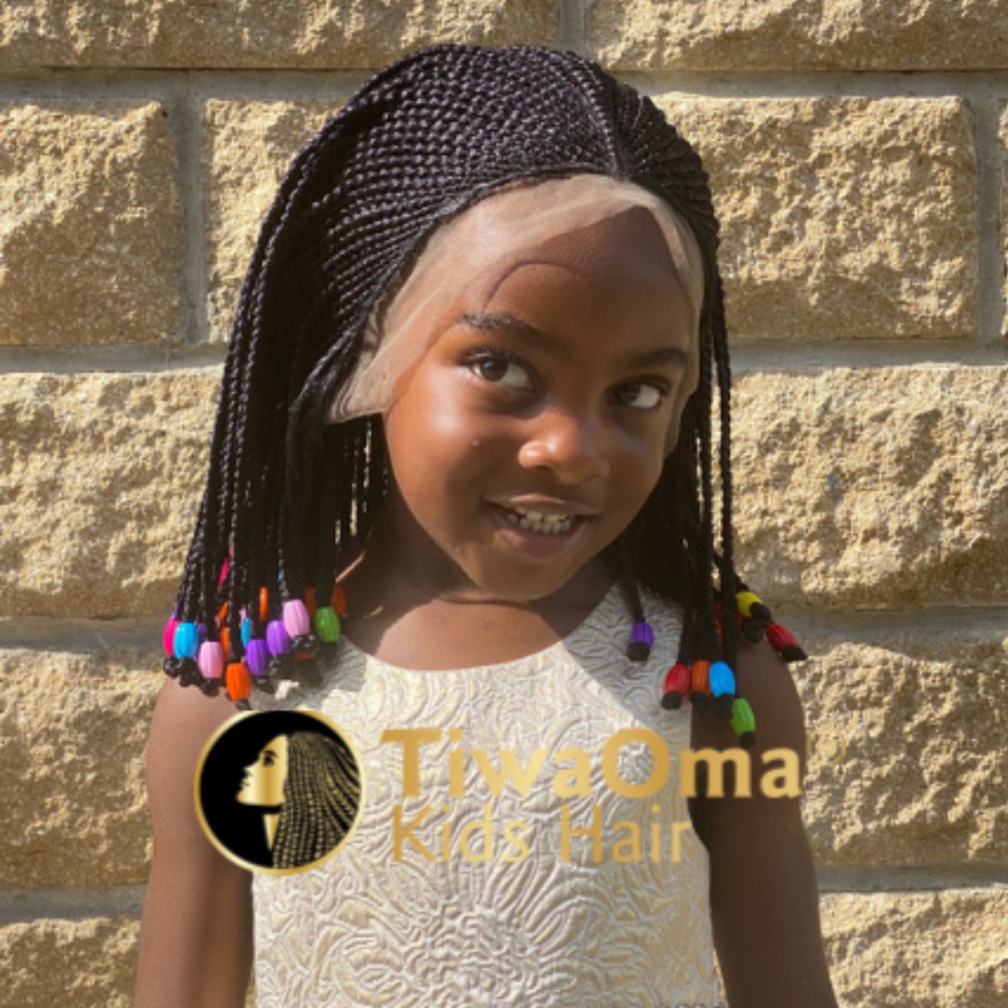 Kids Ghana Braid Lace Closure Wig, Braids Wig for Girls. Kids