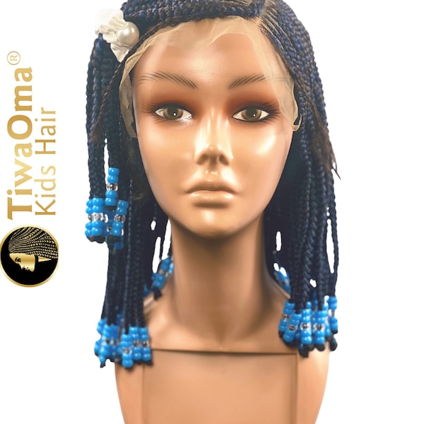 Ready to Ship!! Kids 3 step Ghana braid lace frontal wig, Alopecia wig for children ages 4 to 12years. Hair loss kids braided wig for girls,