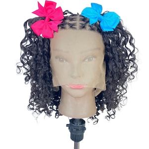 Mono Top Human hair mix wig Medical wigs for children Goddess braids Non slip wig for kids Alopecia wig for black girls