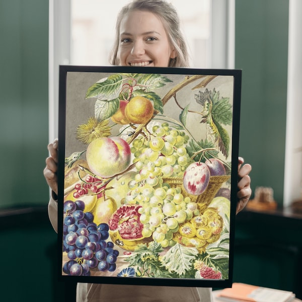 Fruitstuk (1777) by Cornelis Ploos van Amstel. Custom Cross Stitch Pattern, Digital PDF Download