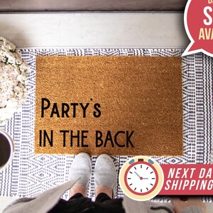 Party in the Back Doormat, Funny Door Mat, Welcome Mat, Funny Welcome Mat, Funny Gift, Home Doormat, Funny Door Mat, Funny Welcome Mat