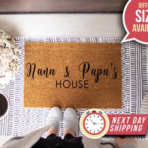 Nana and Papa&#39;s House, Nana Papa Gift, Personalized Doormat, Gift for Grandparents, Grandparents Day Gift, Welcome Door Mat, Housewarming