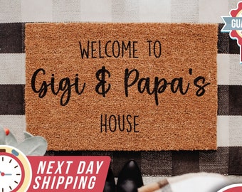 Grandparents Gift, Welcome to Gigi and Papa's House Doormat, Custom Grandparents Doormat, Grandparents Doormat, Doormats, Gift Grandparent