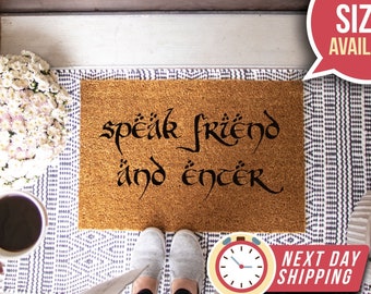 Doormat Speak Friend And Enter, Funny Doormat, Geek Nerd Gift, Housewarming Gift, Welcome Mat, Geeky Gift, Birthday Gift, Geek Doormat