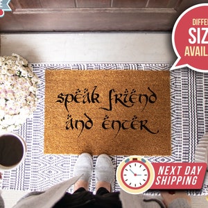 Doormat Speak Friend And Enter, Funny Doormat, Geek Nerd Gift, Housewarming Gift, Welcome Mat, Geeky Gift, Birthday Gift, Geek Doormat