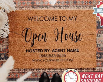 Open House Doormat, Realtor Doormat, Real Estate Agent Gift, Open House Doormat,  Business Doormat, Realtor Gift, Custom Doormat