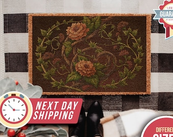 Vintage Doormat, Floral Door Mat, Floral Front Door Decor, Housewarming Gift, Welcome Mat, Country Cottage Decor, Wildflower Rug, Floral