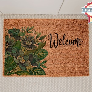 Welcome Mat, Floral front door decor, Floral Doormat, Front Door Decor, Housewarming Gift, New Home Gift, Closing Gift, Housewarming Gift